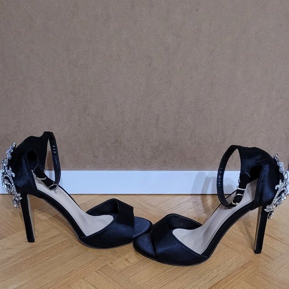 Ankle Strap Open Toe High Heel Sandals, Rhinestones | Wedding Party & Evening - Picture 9 of 9